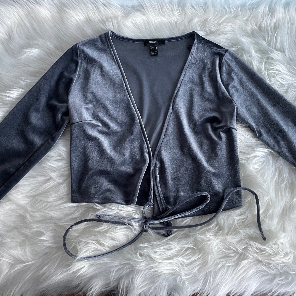 Dark Grey Velvet Top